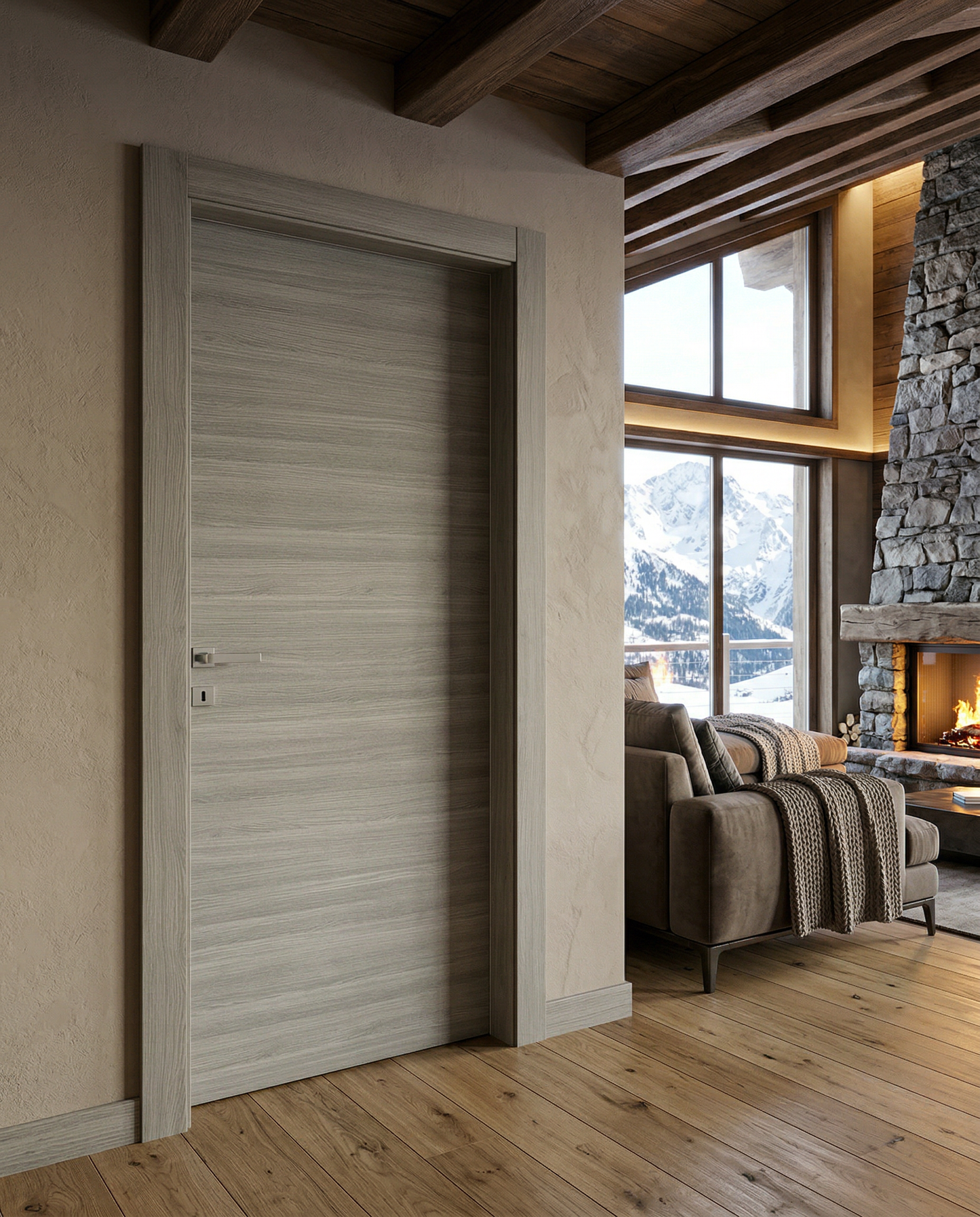 Porta Battente in legno Rovere Grigio