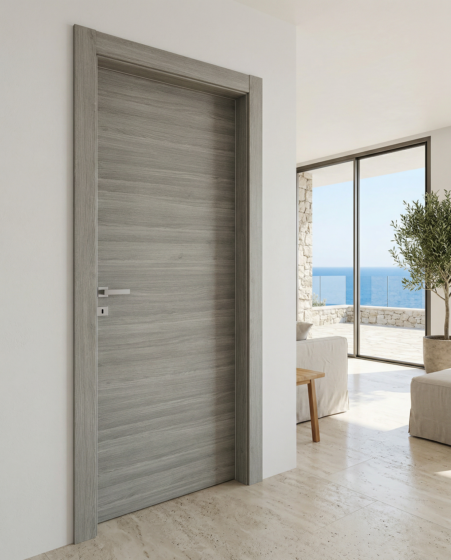 Porta Battente in legno Rovere Grigio