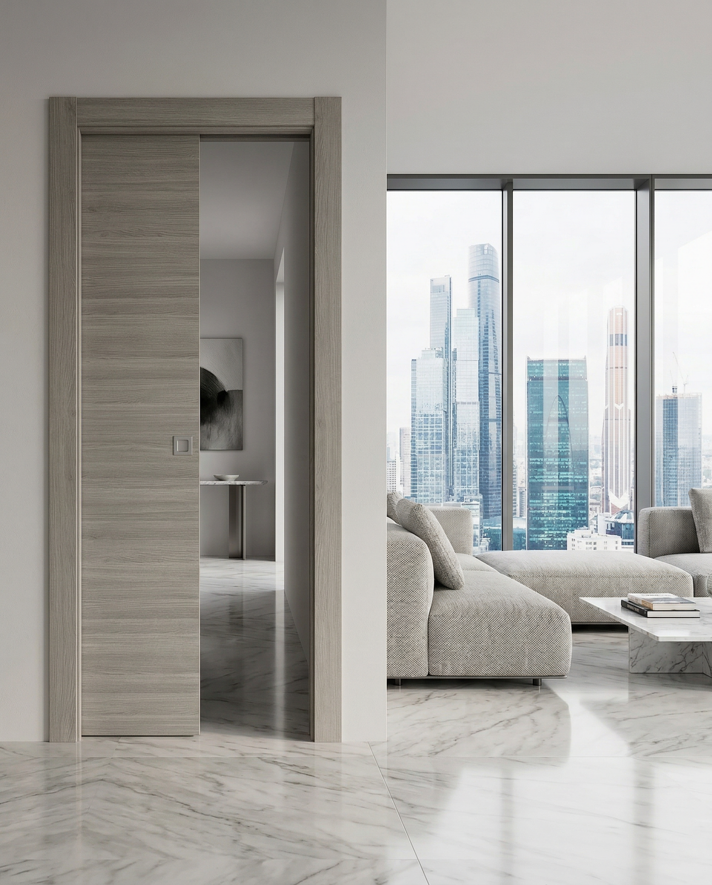 Porta Scorrevole in legno Rovere Grigio