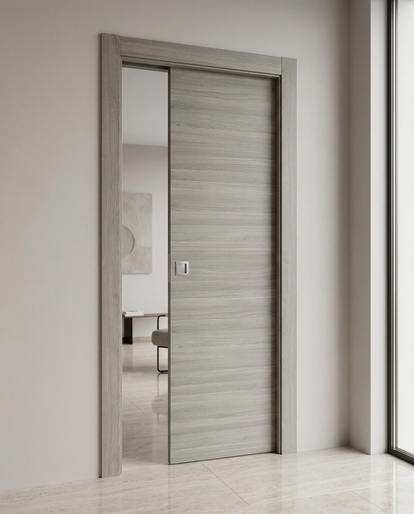Porta Scorrevole in legno Rovere Grigio