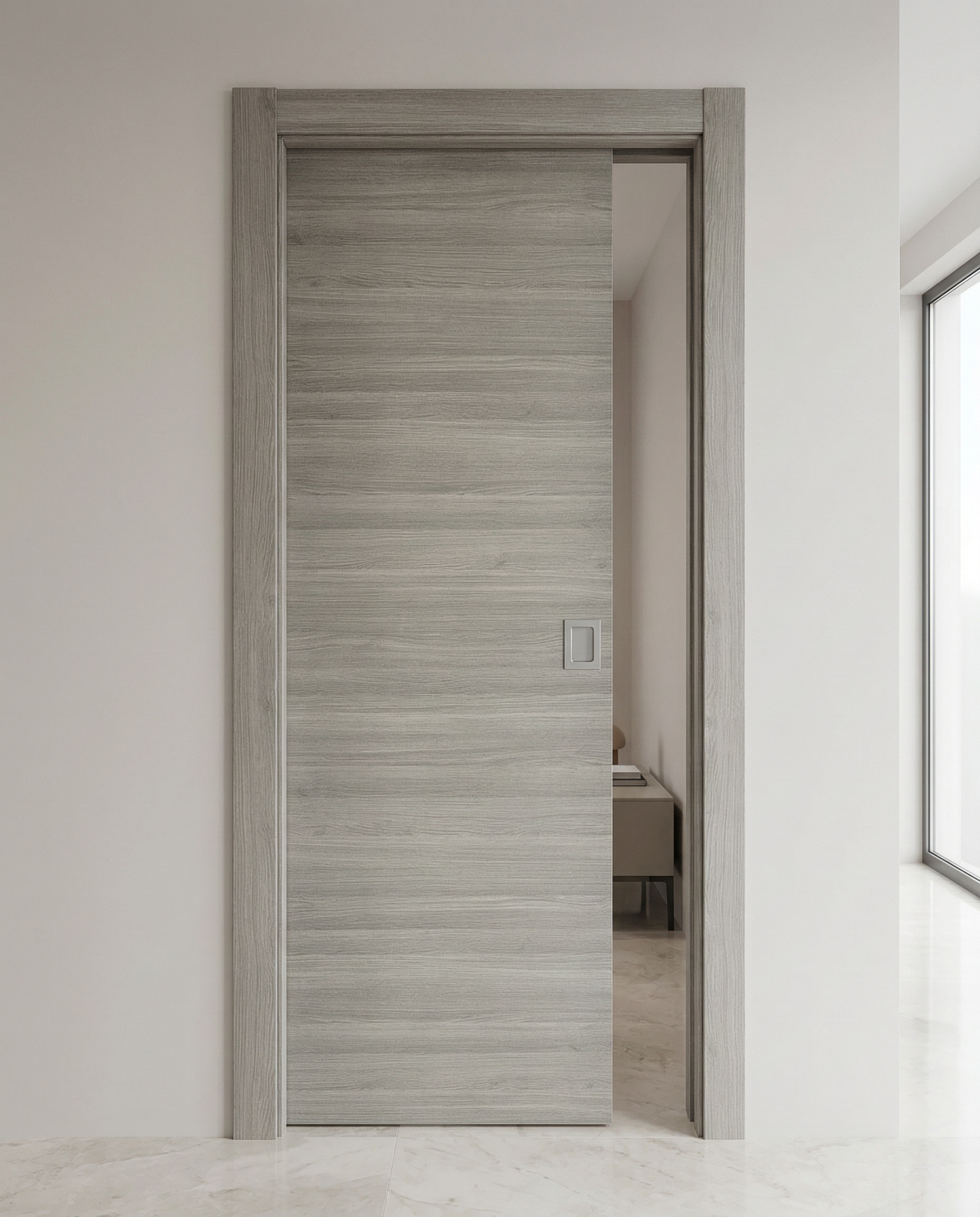 Porta Scorrevole in legno Rovere Grigio
