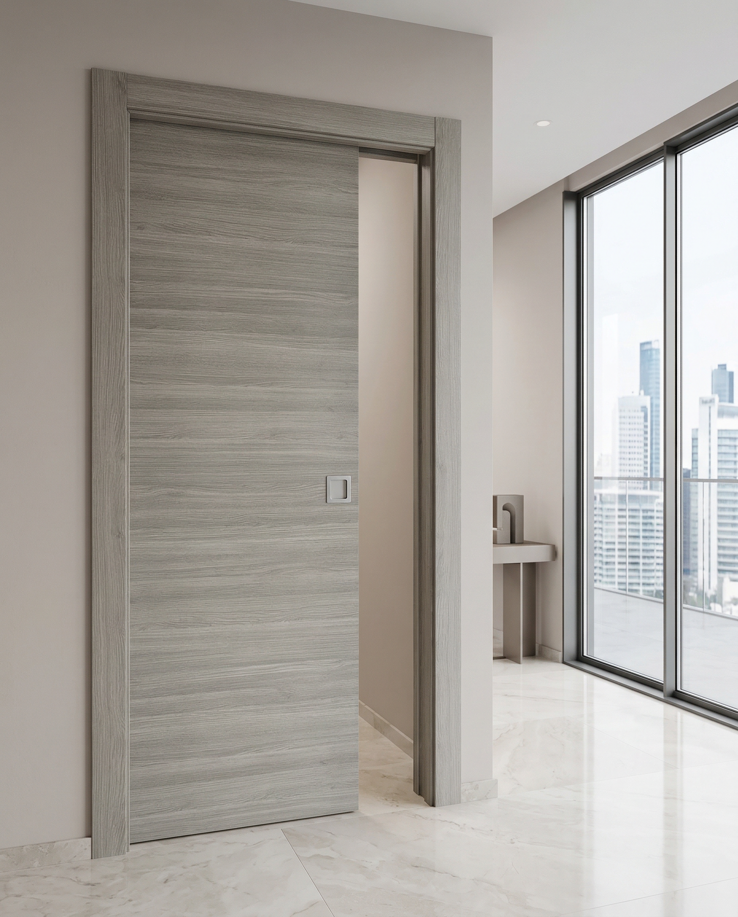 Porta Scorrevole in legno Rovere Grigio